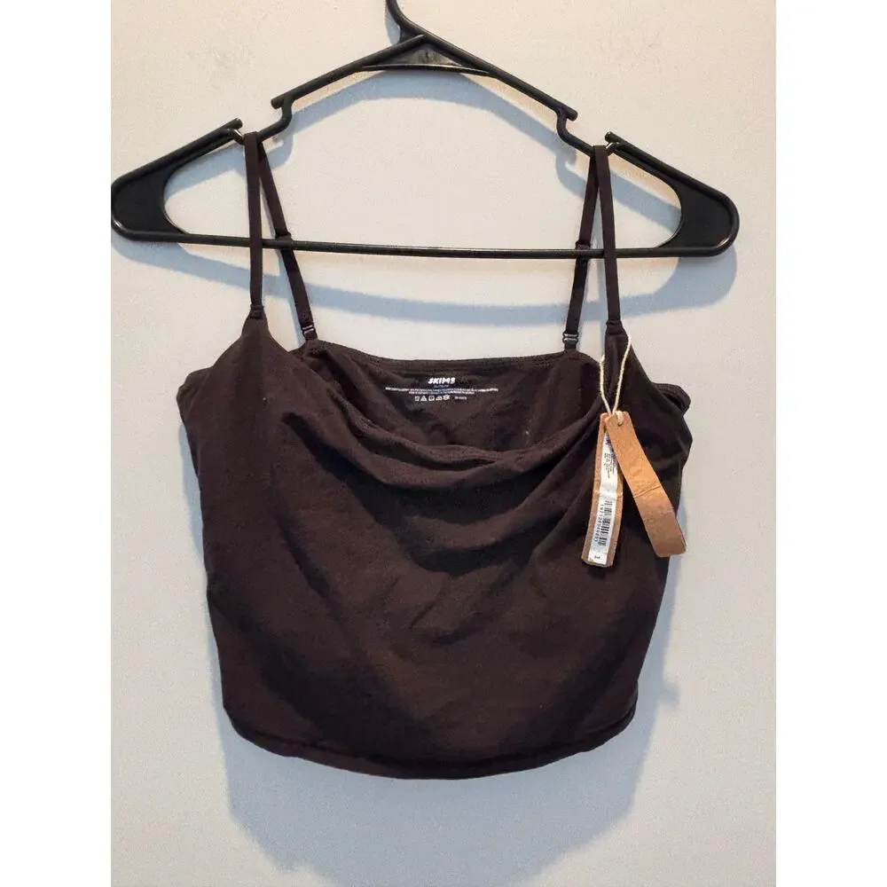 SKIMS FITS EVERYBODY BLACK CROPPED CAMI SIZE XL NWT - Picture 2 of 5